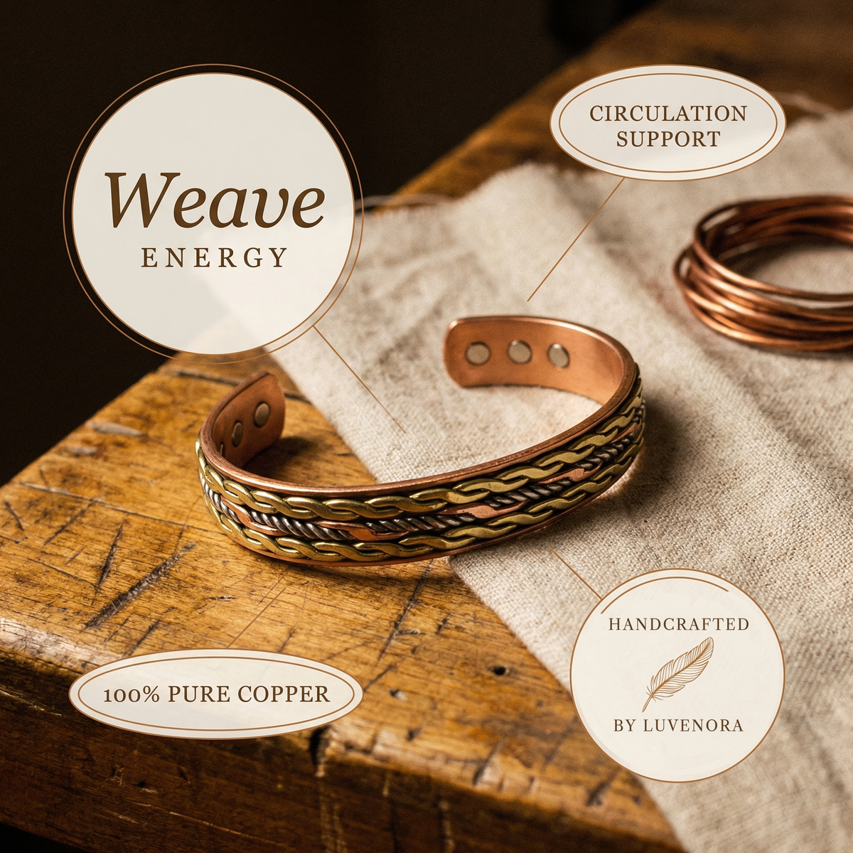 Luvenora's Weave Copper Bracelet