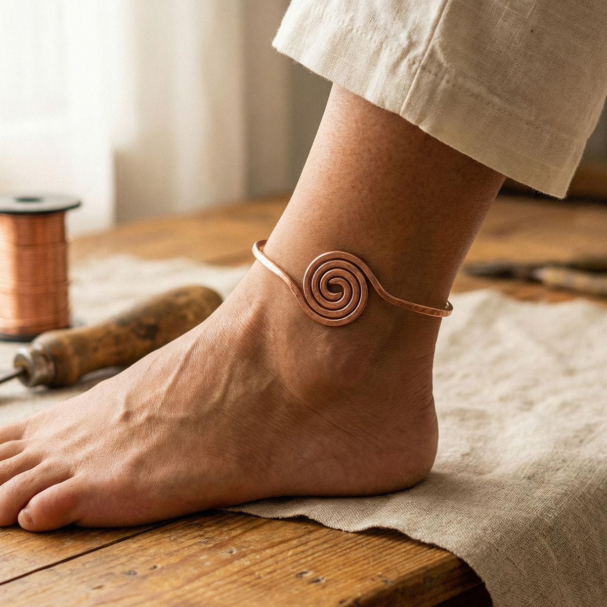 Luvenora's Coil Copper Anklet