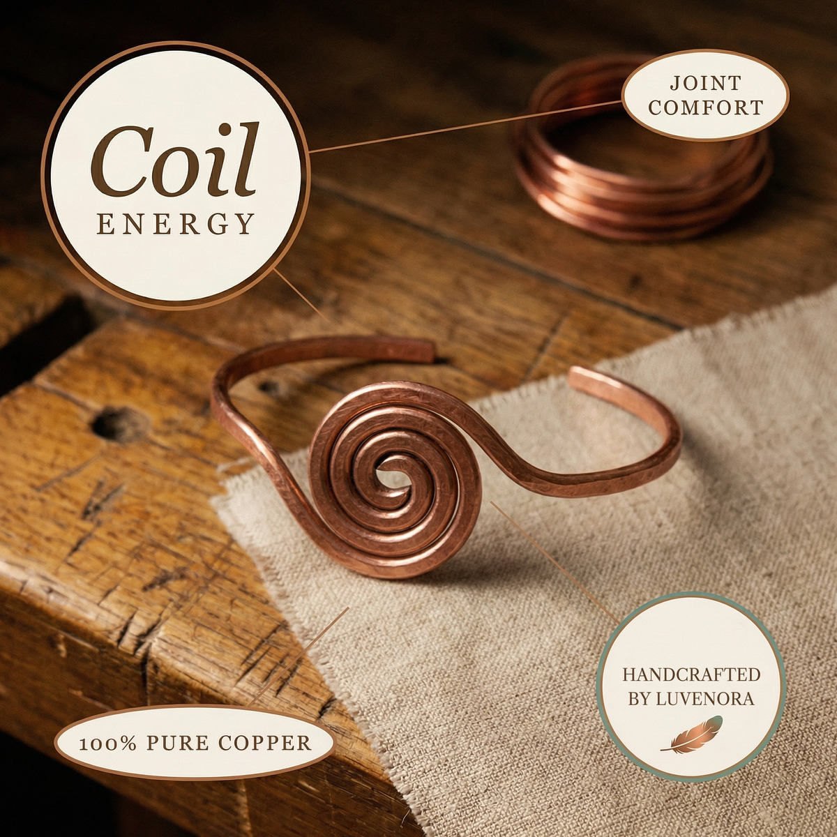 Luvenora's Coil Copper Anklet
