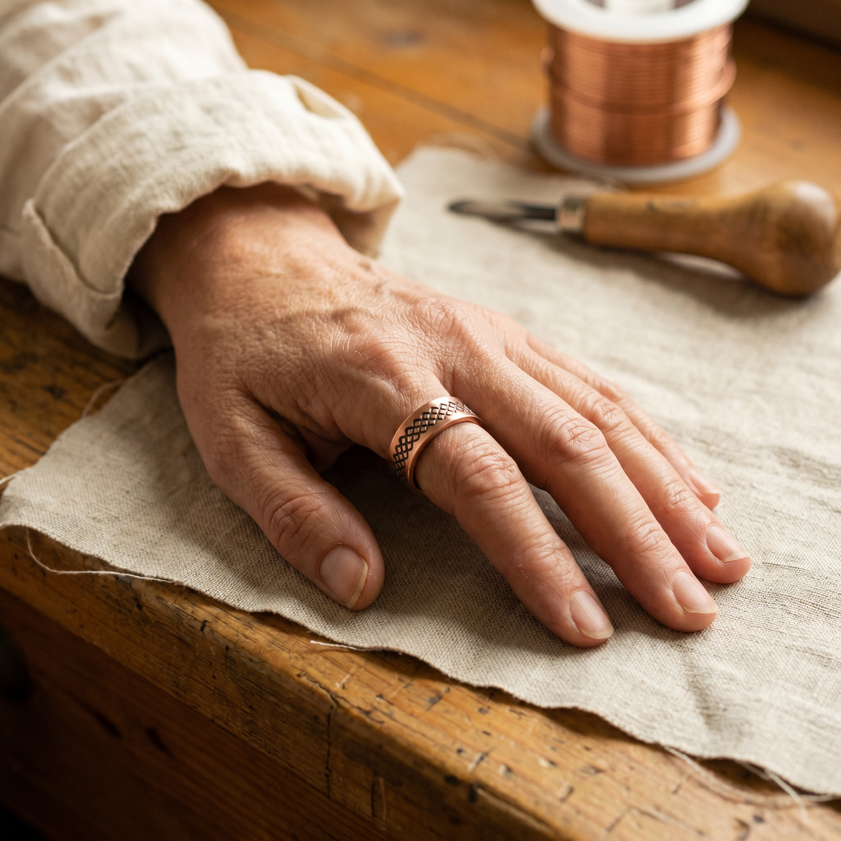 Luvenora's Grid Copper Ring