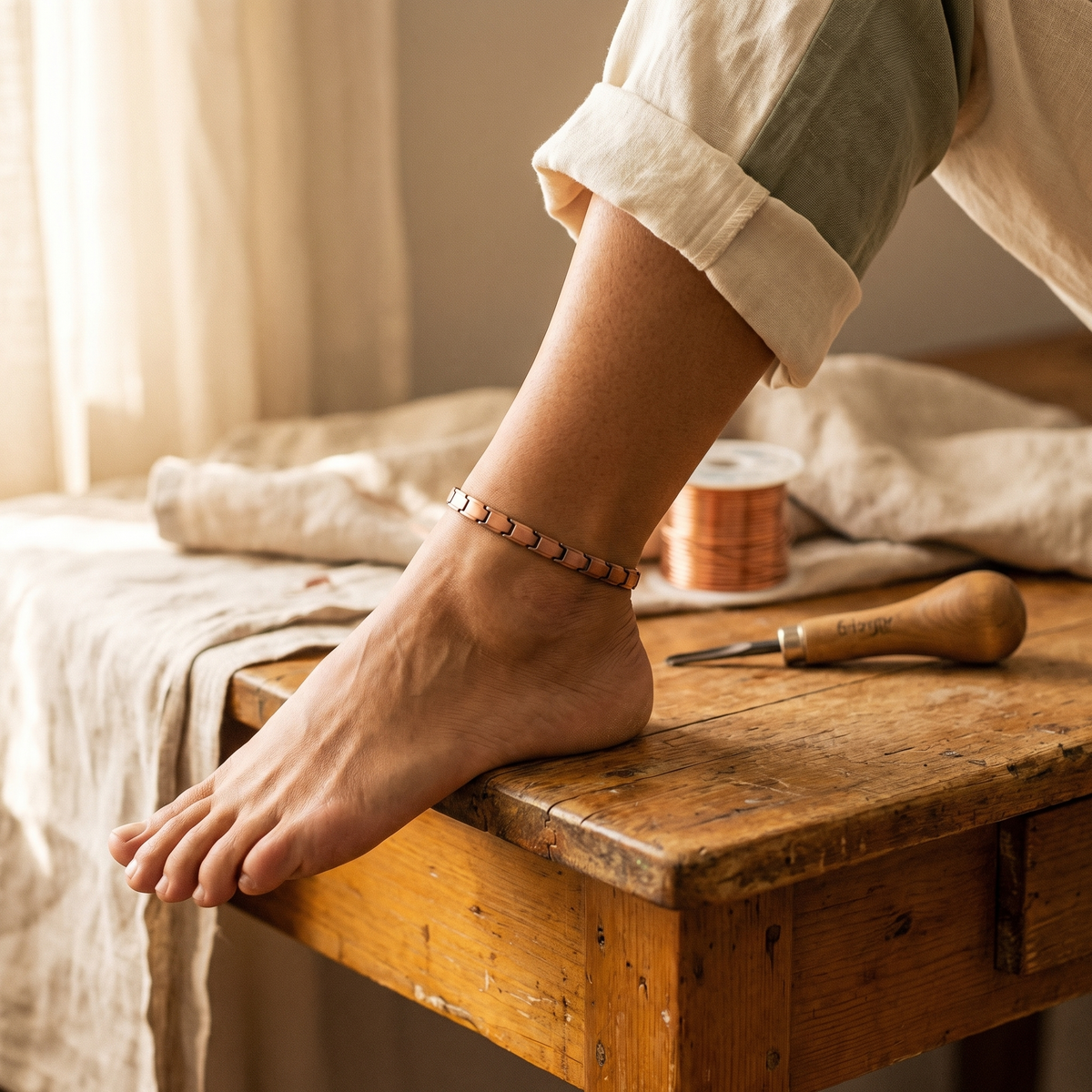 Luvenora's Shore Copper Anklet