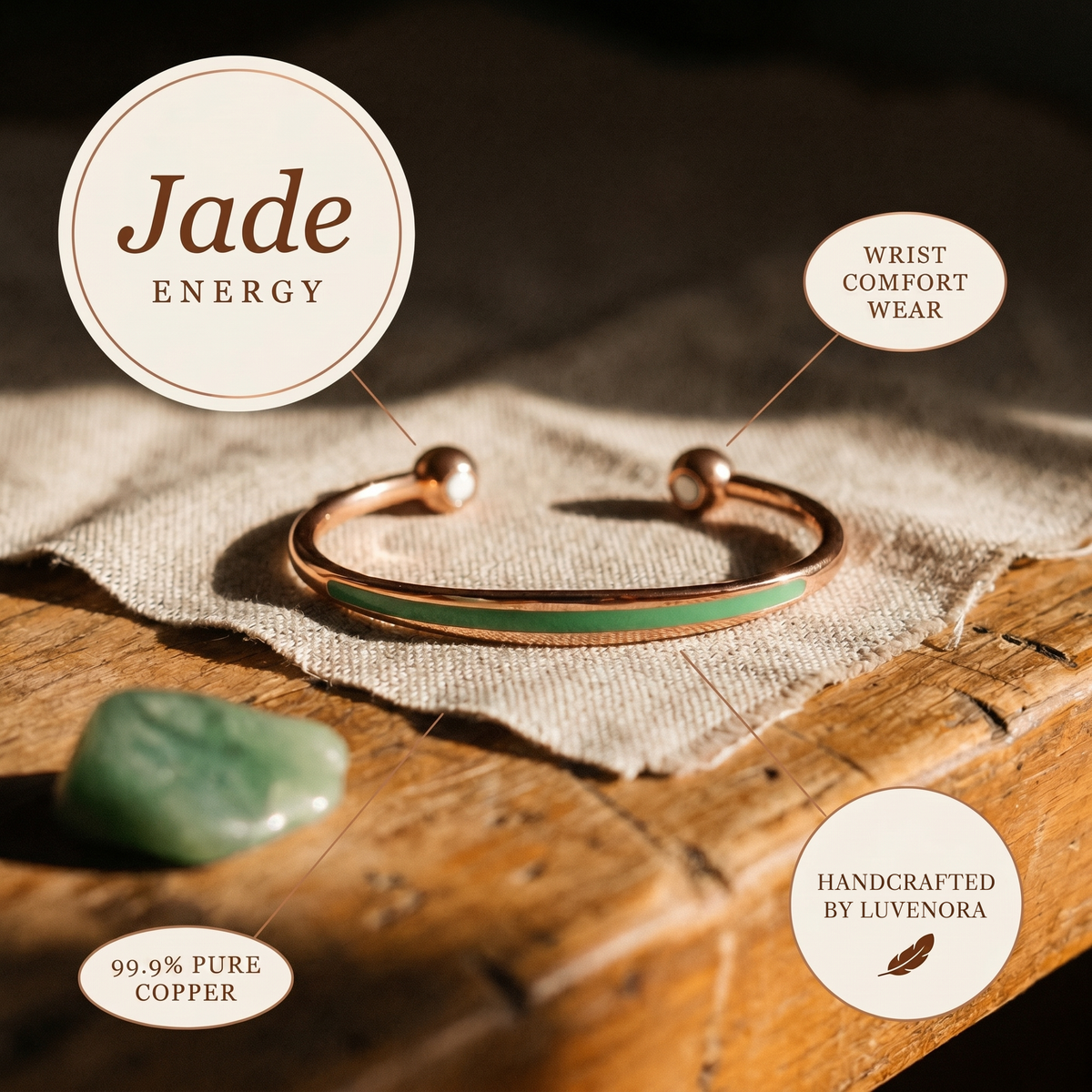 Luvenora's Jade Copper Bracelet