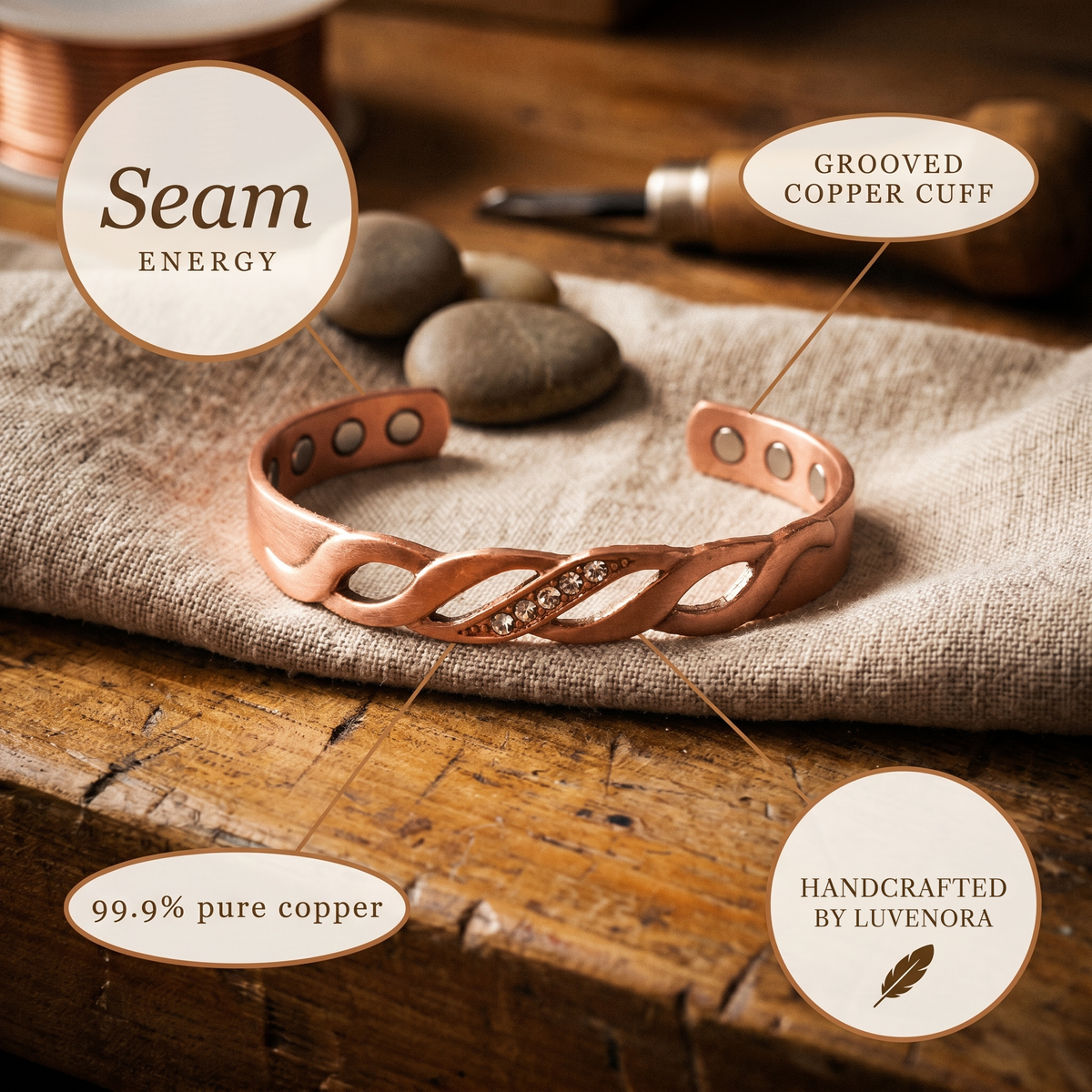 Luvenora's Seam Copper Bracelet