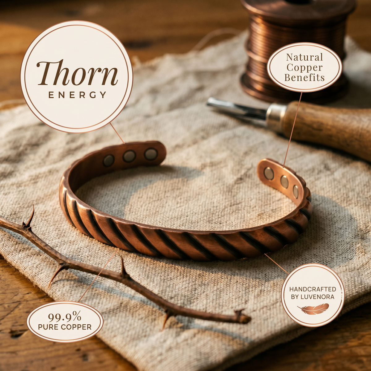 Luvenora's Thorn Copper Bracelet
