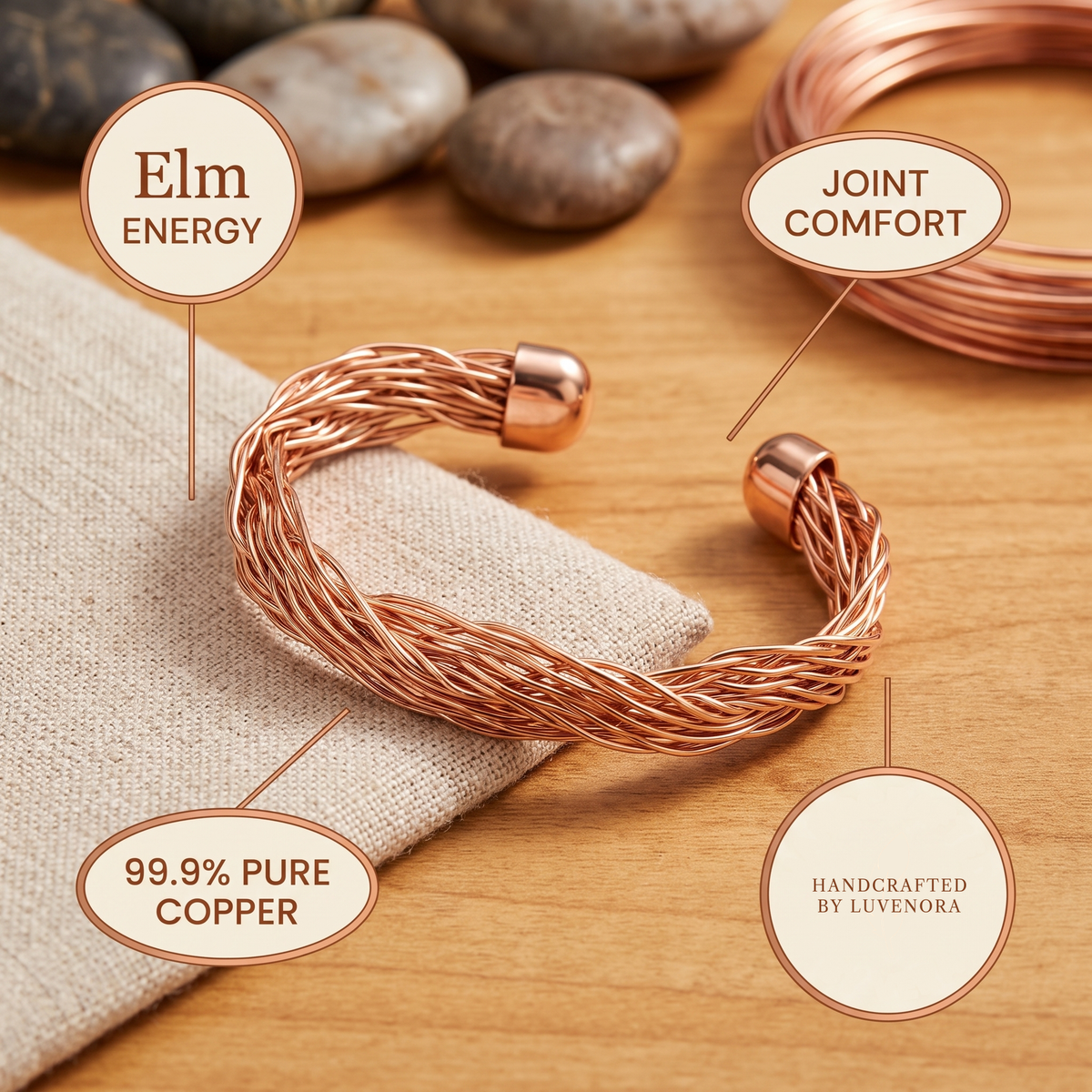 Luvenora's Elm Copper Cuff Bracelet