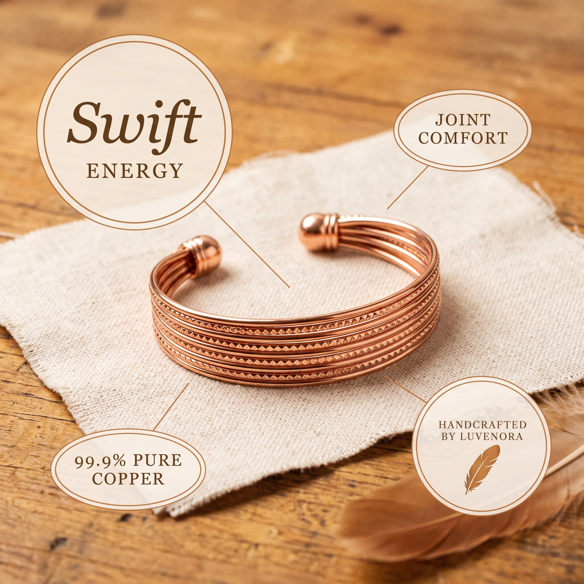 Luvenora's Swift Copper Bracelet