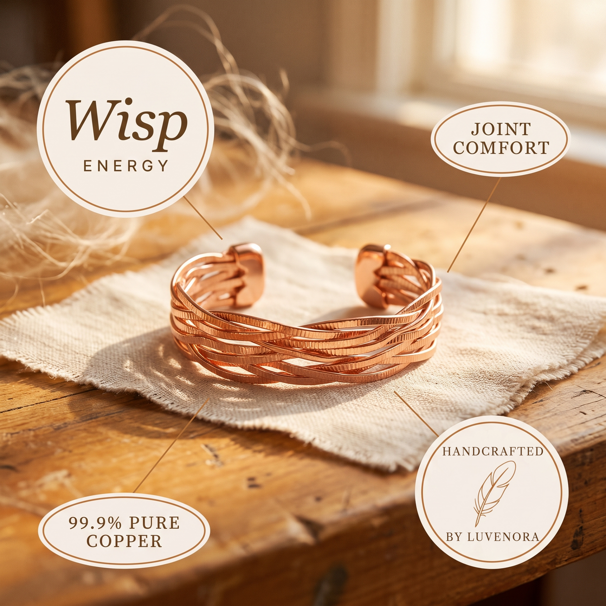 Luvenora's Wisp Copper Bracelet