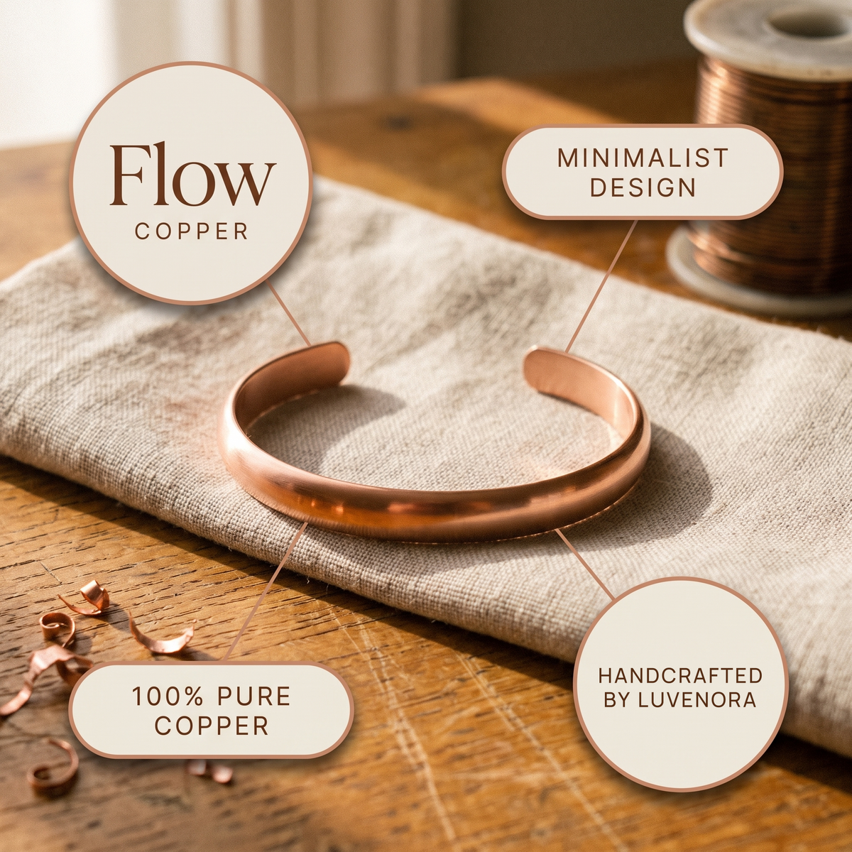 Luvenora's Flow Copper Bracelet