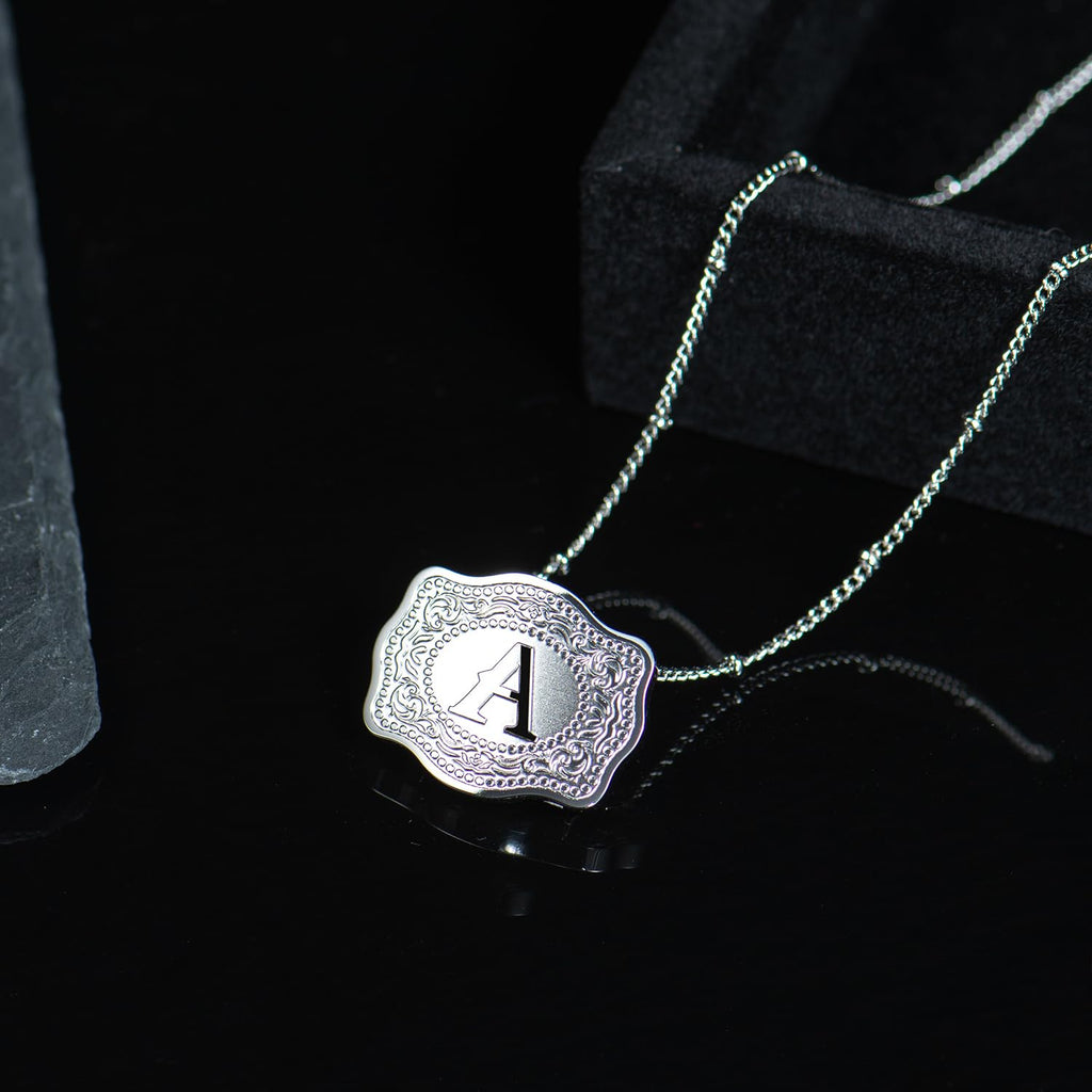 Dainty Belt Buckle Letter Initial Necklaces