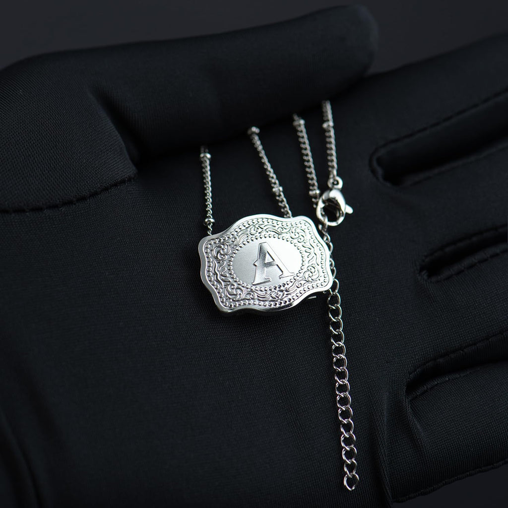 Dainty Belt Buckle Letter Initial Necklaces