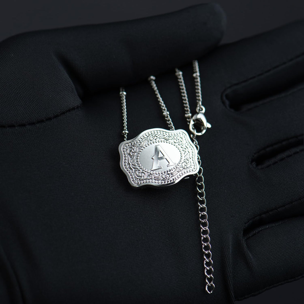 Dainty Belt Buckle Letter Initial Necklaces