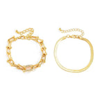 2pc Statement Chain Lock & Herringbone Bracelet