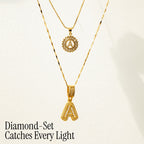 2pc 14k Diamond Letter Initial Necklaces