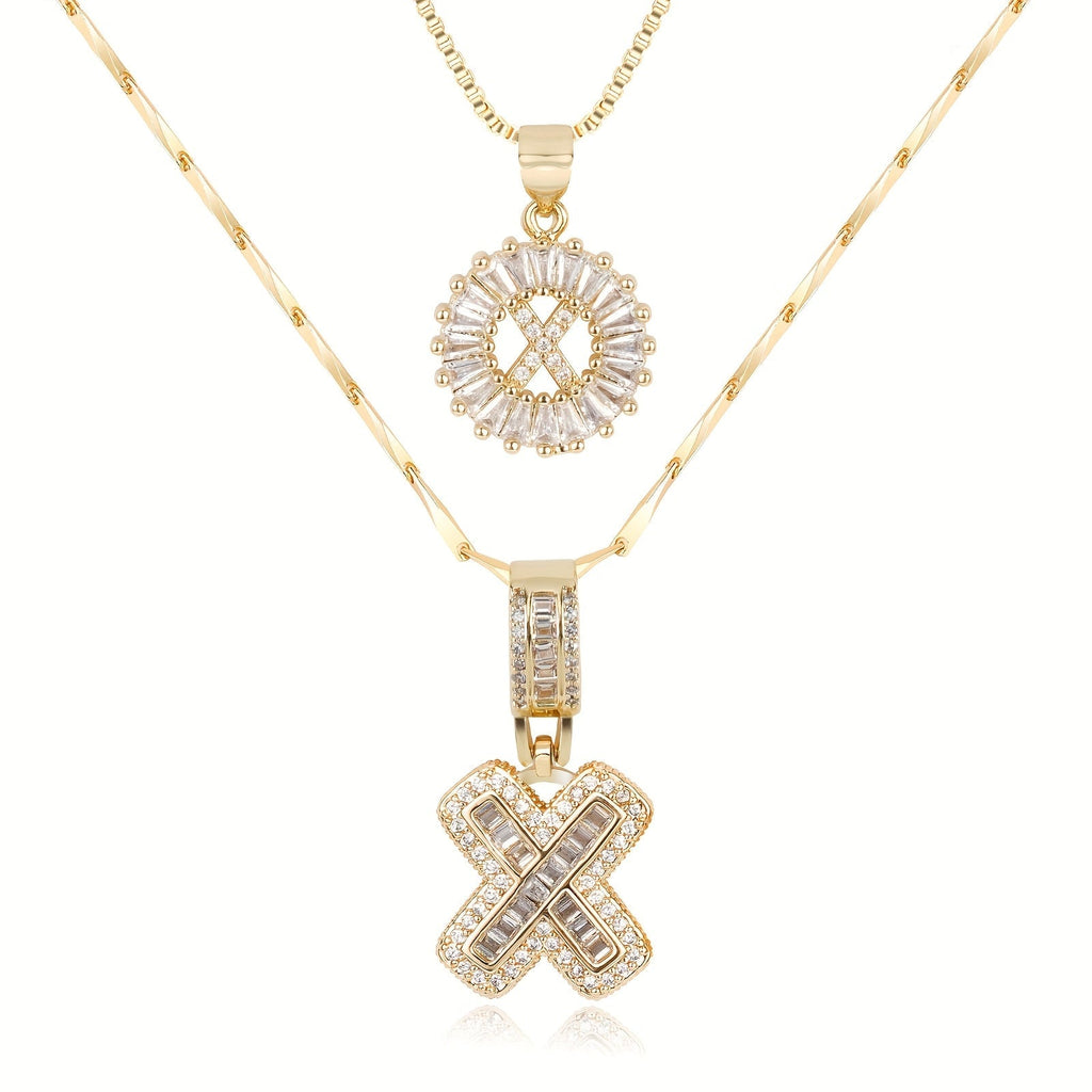 2pc 14k Diamond Letter Initial Necklaces