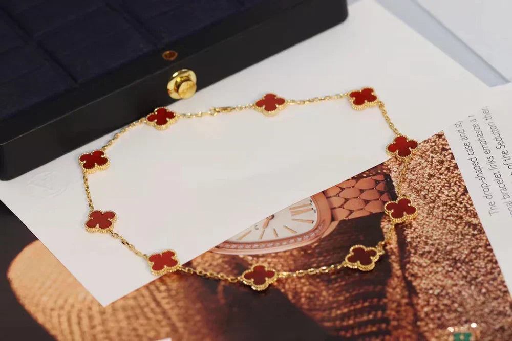CLOVER | Red Necklace with 10 Motifs