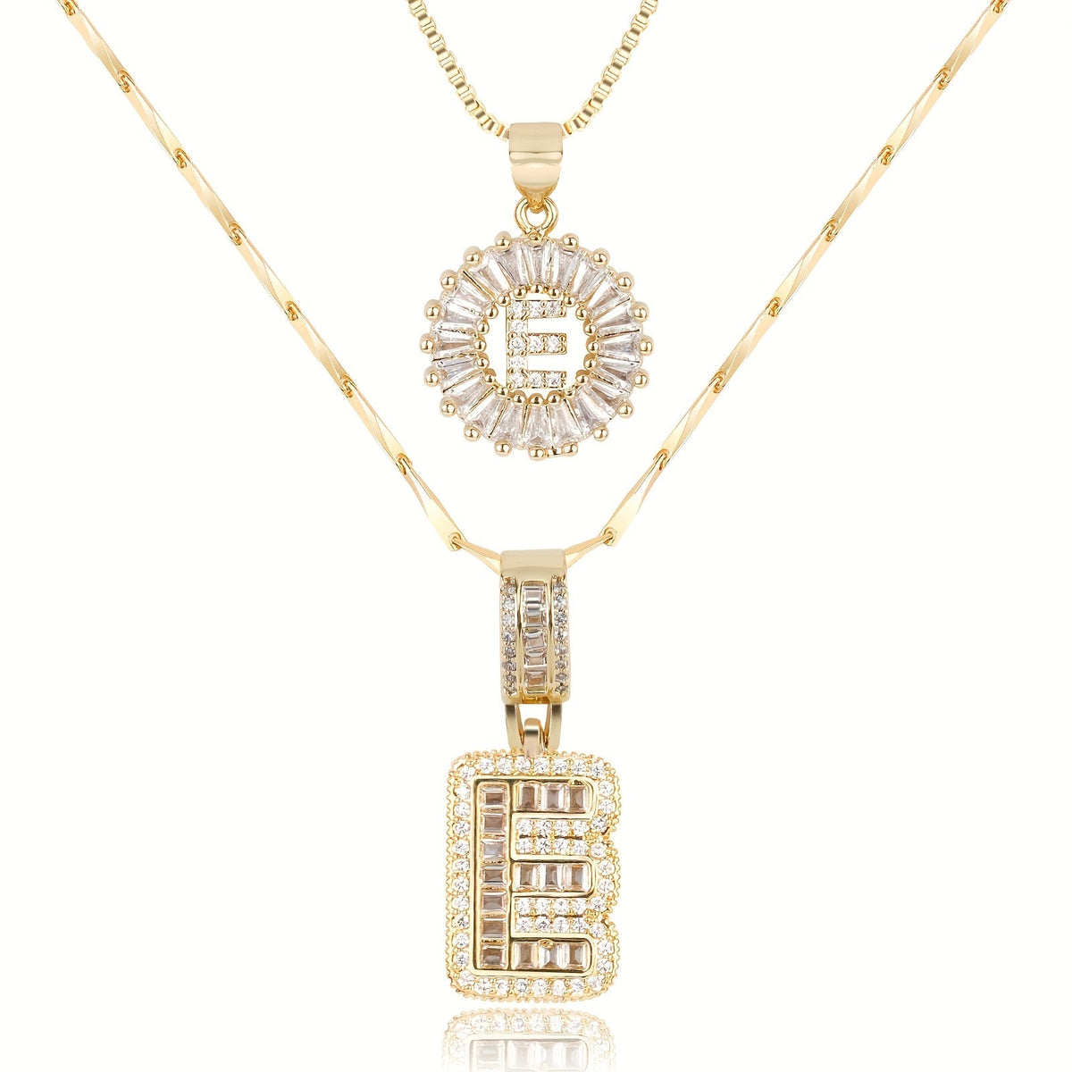 2pc 14k Diamond Letter Initial Necklaces