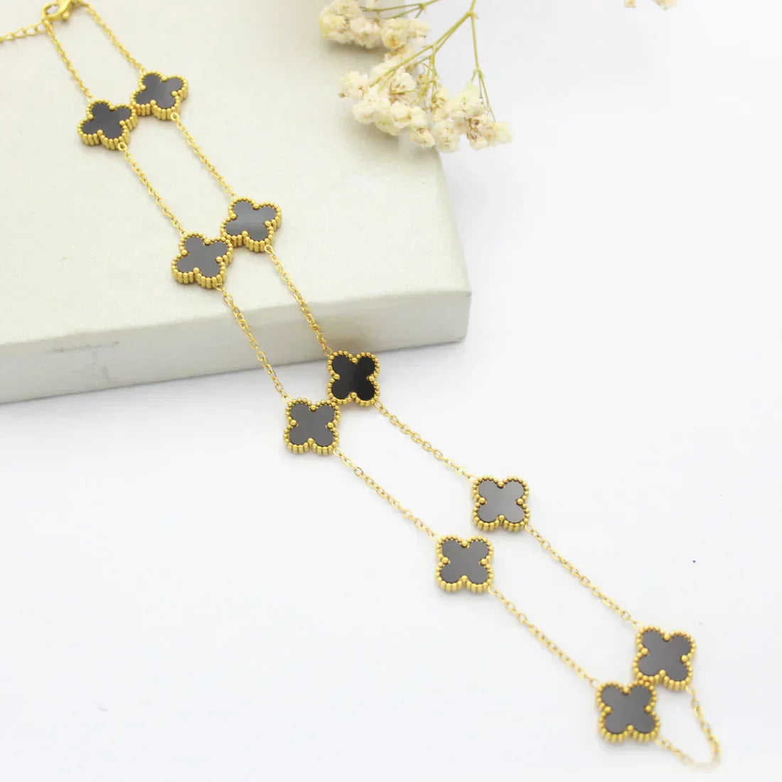 CLOVER | 10-Motive Black Necklace – Sleek, Modern Statement Jewelry