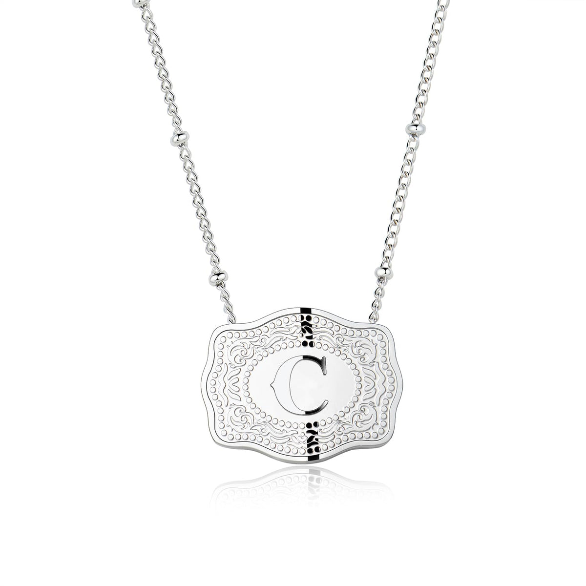 Dainty Belt Buckle Letter Initial Necklaces