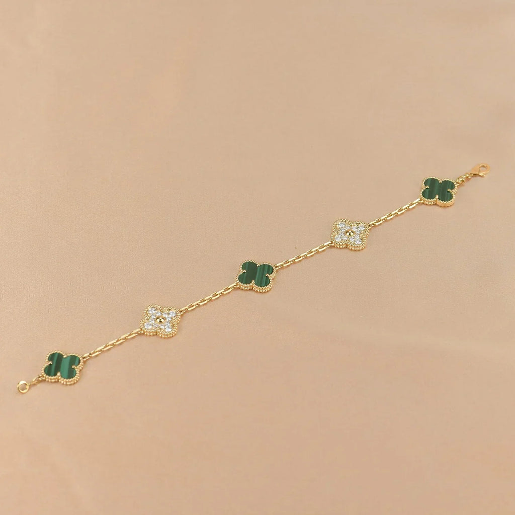 CLOVER 5 MOTIF MALACHITE BRACELET COLLECTION VIP