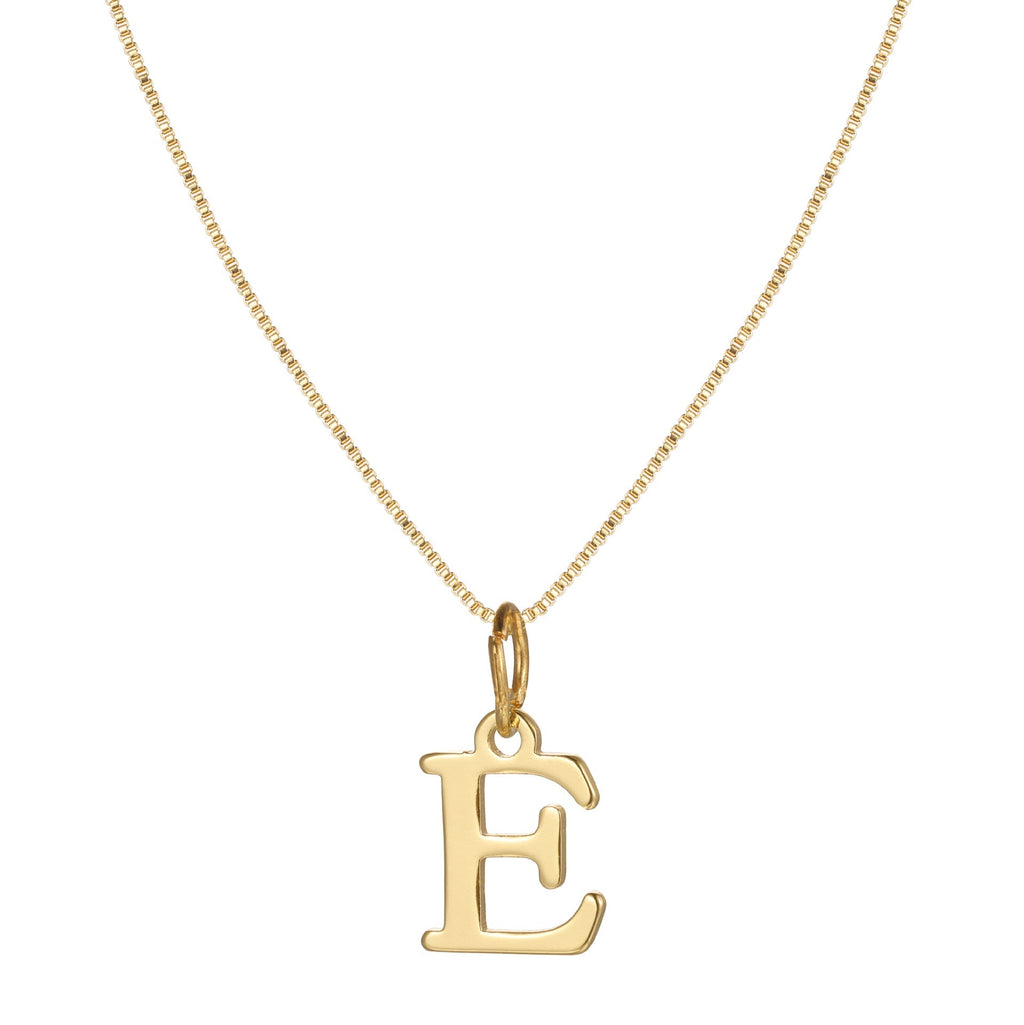 14k Minimal Serif Initial Necklace