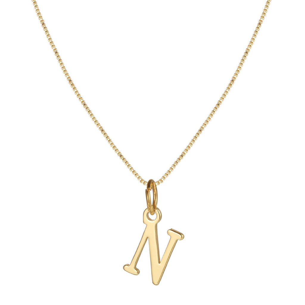 14k Minimal Serif Initial Necklace