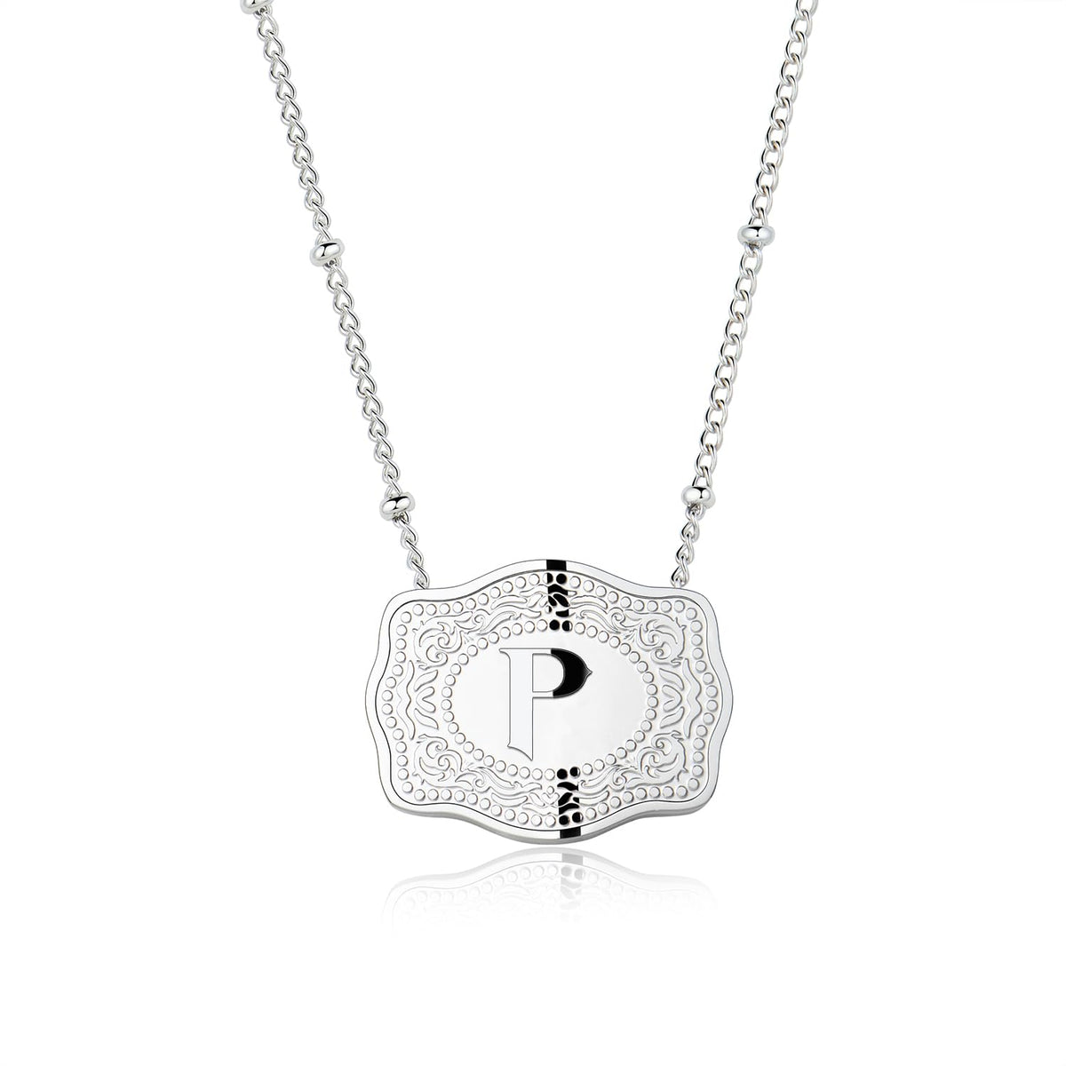 Dainty Belt Buckle Letter Initial Necklaces