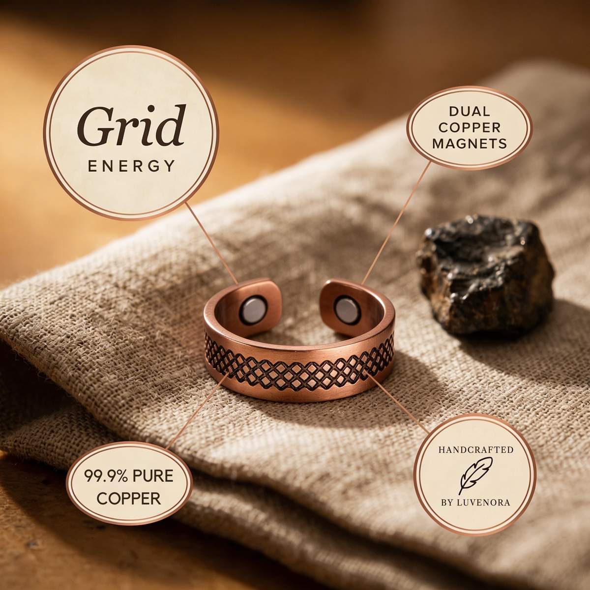 Luvenora's Grid Copper Ring