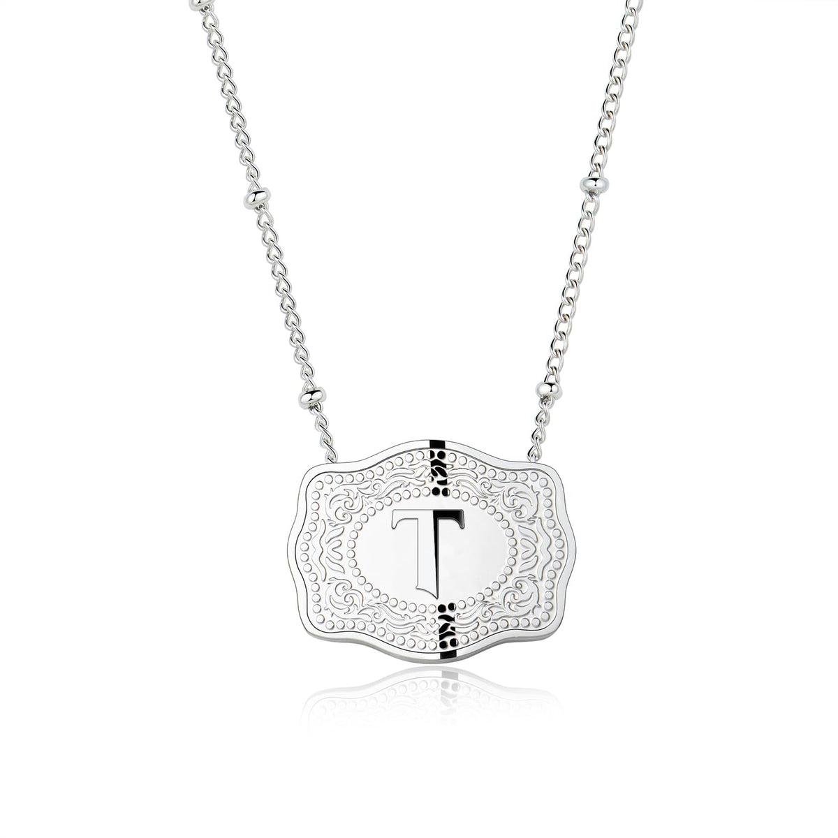Dainty Belt Buckle Letter Initial Necklaces