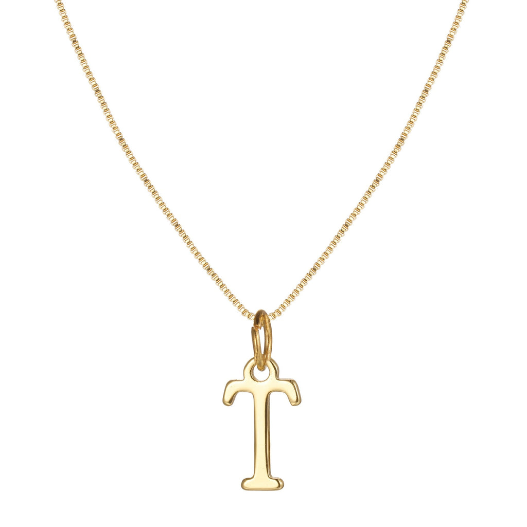 14k Minimal Serif Initial Necklace