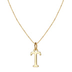 14k Minimal Serif Initial Necklace