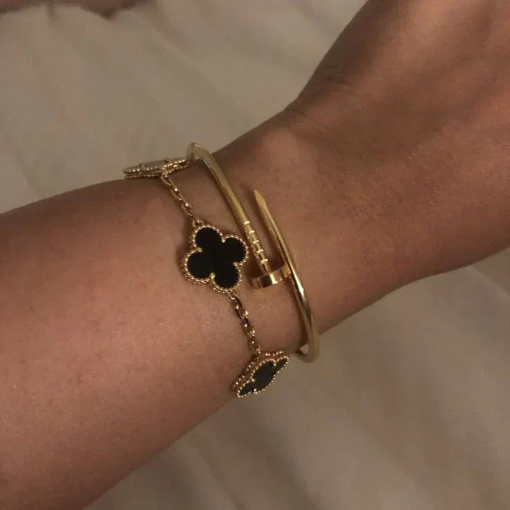 CLOVER Black & Gold Two-Tone Bracelet