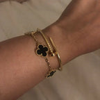 CLOVER Black & Gold Two-Tone Bracelet