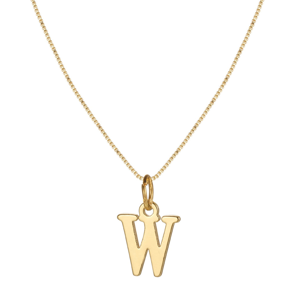 14k Minimal Serif Initial Necklace