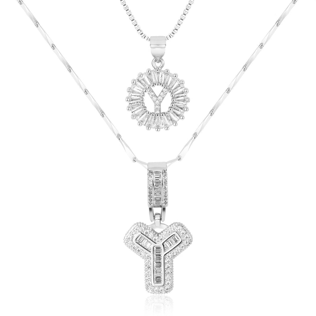2pc 14k Diamond Letter Initial Necklaces