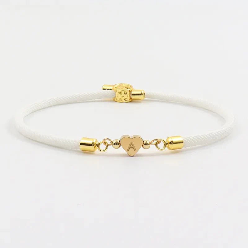 Adjustable Heart Letter Initial Bracelets