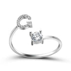 Adjustable Dainty Diamond Letter Initial Ring