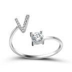 Adjustable Dainty Diamond Letter Initial Ring