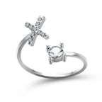 Adjustable Dainty Diamond Letter Initial Ring