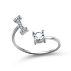 Adjustable Dainty Diamond Letter Initial Ring
