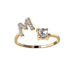 Adjustable Dainty Diamond Letter Initial Ring