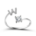 Adjustable Dainty Diamond Letter Initial Ring