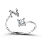 Adjustable Dainty Diamond Letter Initial Ring