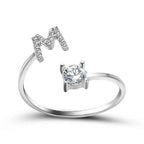 Adjustable Dainty Diamond Letter Initial Ring