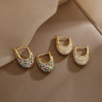 Chunky Glittering Diamond Hoop Earrings