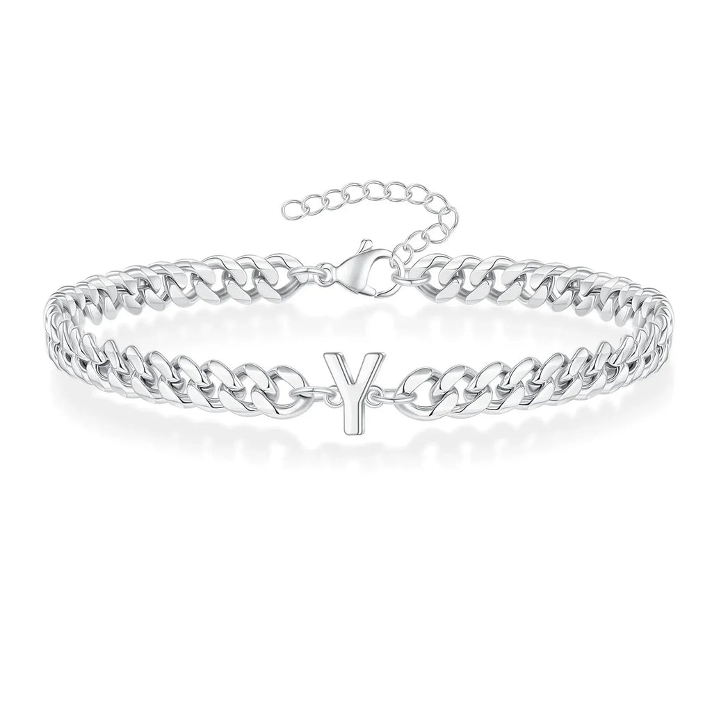 Couples Letter Initial Cuban Bracelet