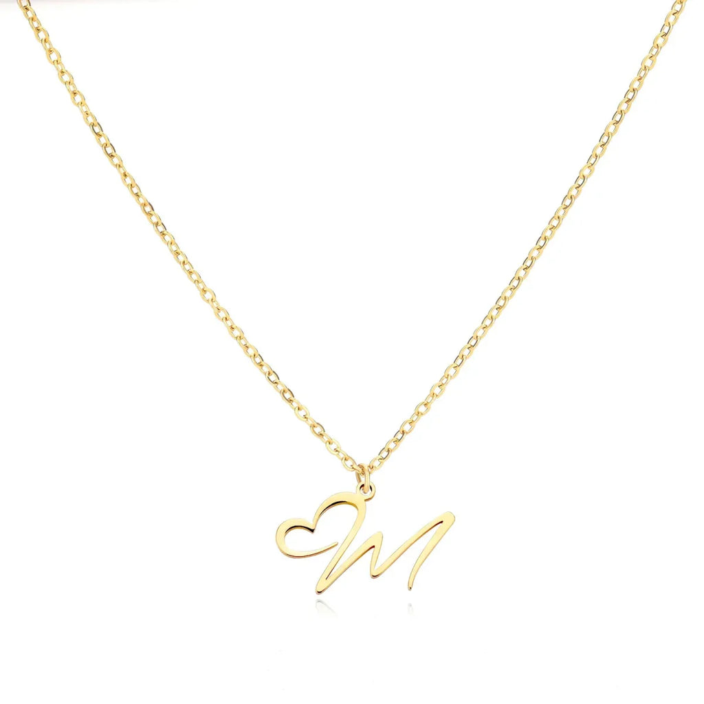 Dainty Heart Letter Initial Necklace