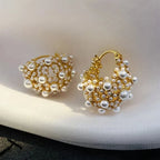 Dainty Statement Pearl Hoop Earrings