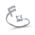 Adjustable Dainty Diamond Letter Initial Ring