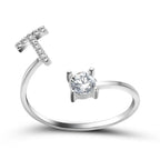 Adjustable Dainty Diamond Letter Initial Ring