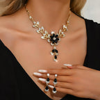 Floral Diamond Necklace and Earring Set